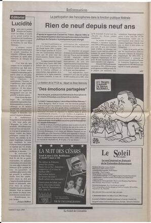 Le Soleil de Colombie, March 5, 1993, page 2