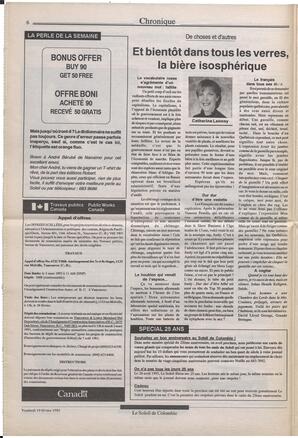 Le Soleil de Colombie, February 19, 1993, page 6