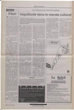 Le Soleil de Colombie, February 12, 1993, page 2