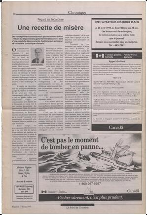 Le Soleil de Colombie, February 12, 1993, page 16