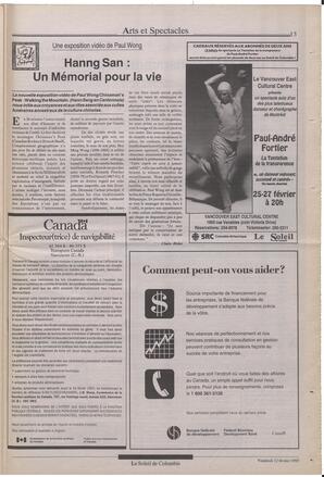 Le Soleil de Colombie, February 12, 1993, page 13