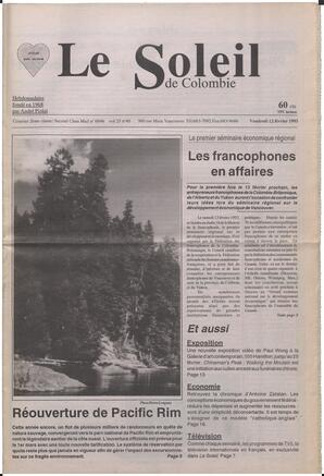 Le Soleil de Colombie, February 12, 1993, page 1