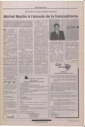 Le Soleil de Colombie, February 5, 1993, page 3