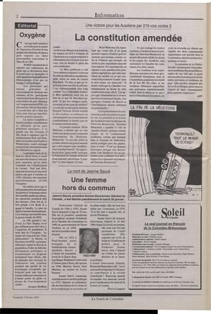 Le Soleil de Colombie, February 5, 1993, page 2