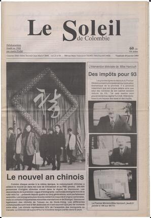 Le Soleil de Colombie, January 29, 1993, page 1
