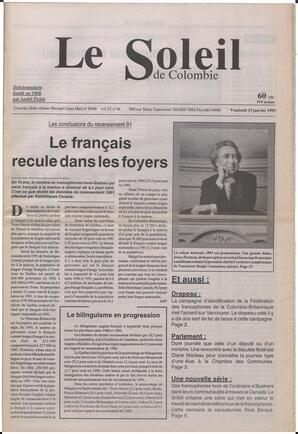 Le Soleil de Colombie, January 15, 1993, page 1