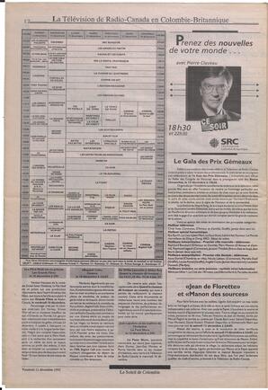 Le Soleil de Colombie, December 11, 1992, page 11