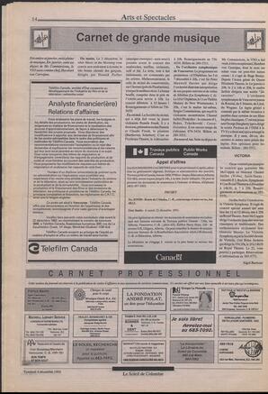Le Soleil de Colombie, December 4, 1992, page 13