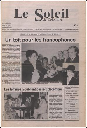 Le Soleil de Colombie, December 4, 1992, page 1