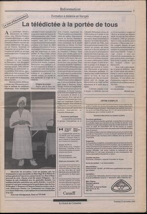 Le Soleil de Colombie, November 27, 1992, page 3