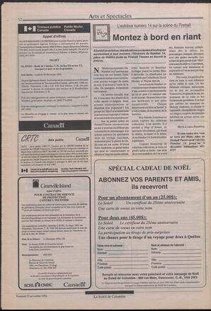 Le Soleil de Colombie, November 27, 1992, page 11