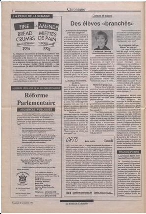 Le Soleil de Colombie, November 20, 1992, page 6