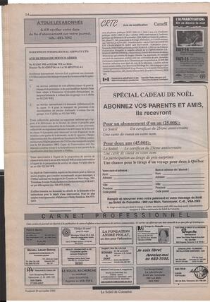 Le Soleil de Colombie, November 20, 1992, page 14