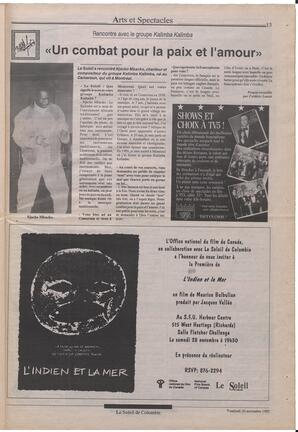 Le Soleil de Colombie, November 20, 1992, page 13