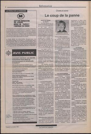 Le Soleil de Colombie, November 6, 1992, page 6