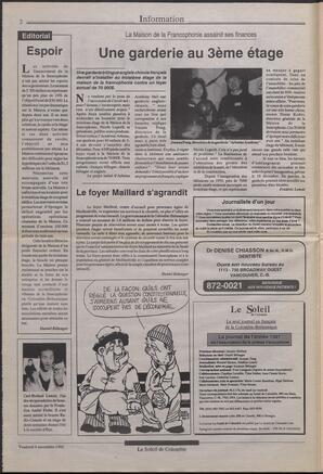 Le Soleil de Colombie, November 6, 1992, page 2