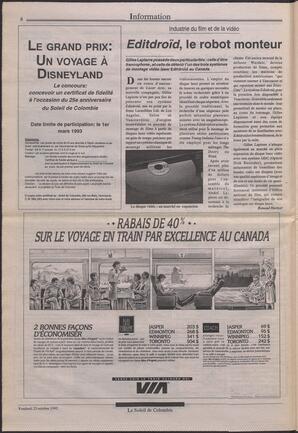 Le Soleil de Colombie, October 23, 1992, page 4