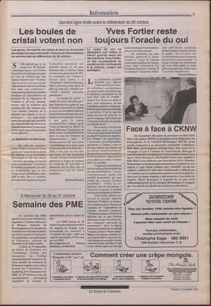 Le Soleil de Colombie, October 23, 1992, page 3