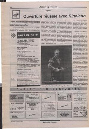 Le Soleil de Colombie, October 23, 1992, page 22