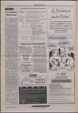 Le Soleil de Colombie, October 23, 1992, page 2