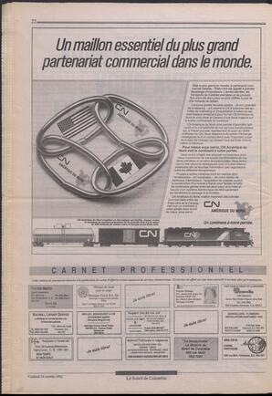 Le Soleil de Colombie, October 16, 1992, page 22
