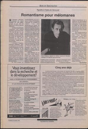 Le Soleil de Colombie, October 16, 1992, page 16