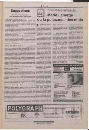 Le Soleil de Colombie, October 9, 1992, page 17