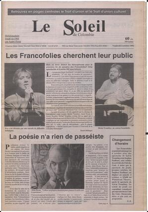 Le Soleil de Colombie, October 2, 1992, page 1