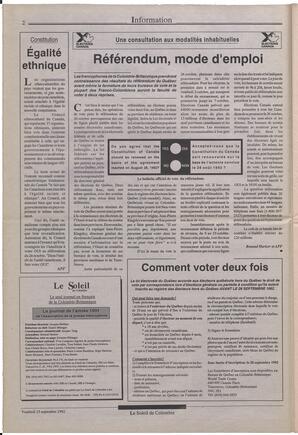 Le Soleil de Colombie, September 25, 1992, page 2
