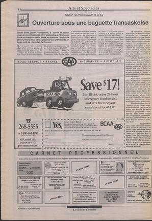 Le Soleil de Colombie, September 18, 1992, page 22