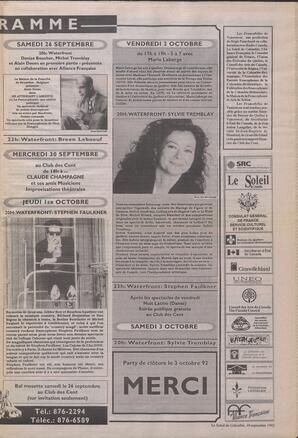 Le Soleil de Colombie, September 18, 1992, page 13