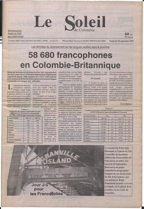 Le Soleil de Colombie, September 18, 1992, page 1