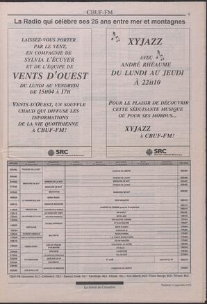 Le Soleil de Colombie, September 11, 1992, page 9
