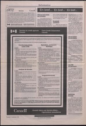 Le Soleil de Colombie, September 11, 1992, page 4