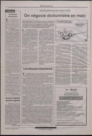 Le Soleil de Colombie, September 11, 1992, page 2