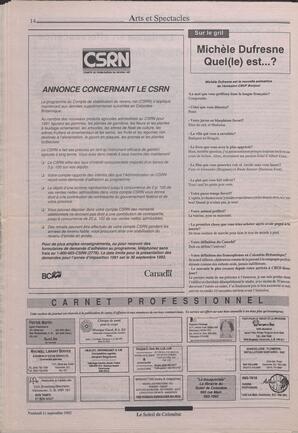 Le Soleil de Colombie, September 11, 1992, page 14