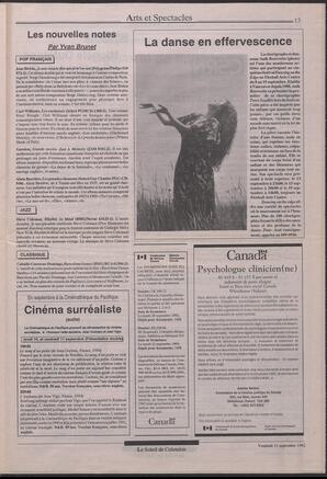 Le Soleil de Colombie, September 11, 1992, page 13