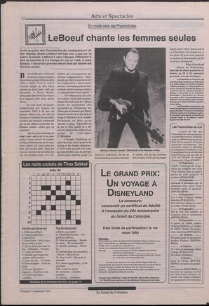 Le Soleil de Colombie, September 11, 1992, page 12