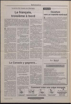 Le Soleil de Colombie, August 21, 1992, page 2