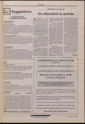 Le Soleil de Colombie, August 21, 1992, page 13