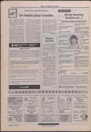 Le Soleil de Colombie, August 14, 1992, page 14