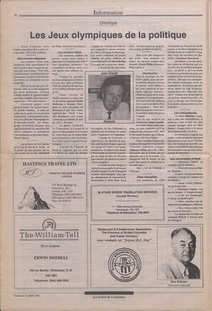 Le Soleil de Colombie, July 31, 1992, page 6