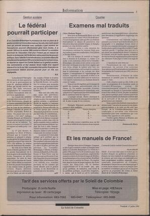 Le Soleil de Colombie, July 17, 1992, page 3