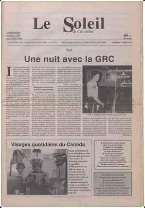 Le Soleil de Colombie, July 17, 1992, page 1