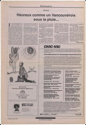 Le Soleil de Colombie, July 3, 1992, page 20