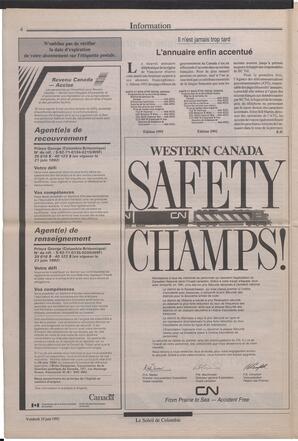 Le Soleil de Colombie, June 19, 1992, page 4