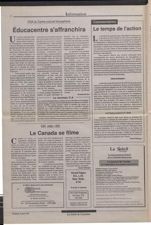 Le Soleil de Colombie, June 19, 1992, page 2