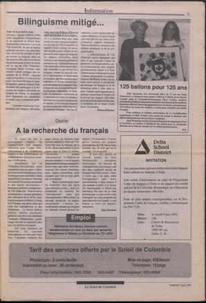 Le Soleil de Colombie, June 5, 1992, page 3
