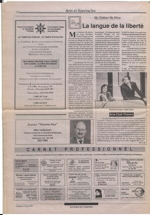 Le Soleil de Colombie, May 15, 1992, page 14