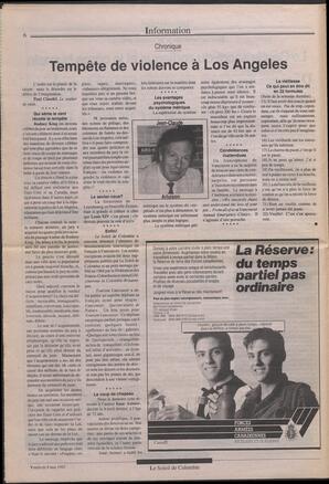 Le Soleil de Colombie, May 8, 1992, page 6